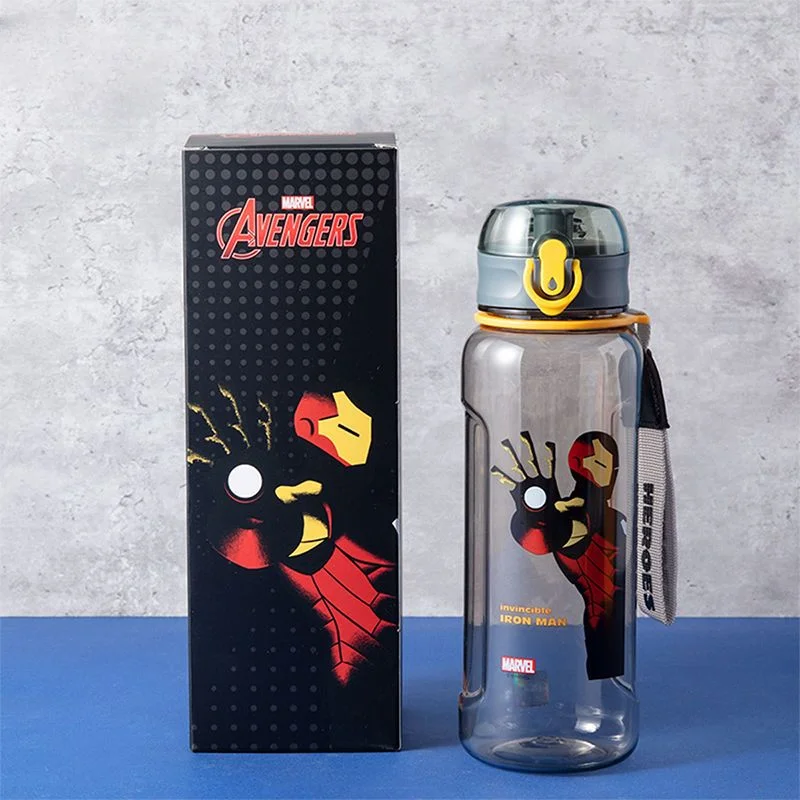 Disney Anime Water Bottle Boys Cartoon Plastic Drinking Cups Spiderman  Children Adult Water Glass 560ml