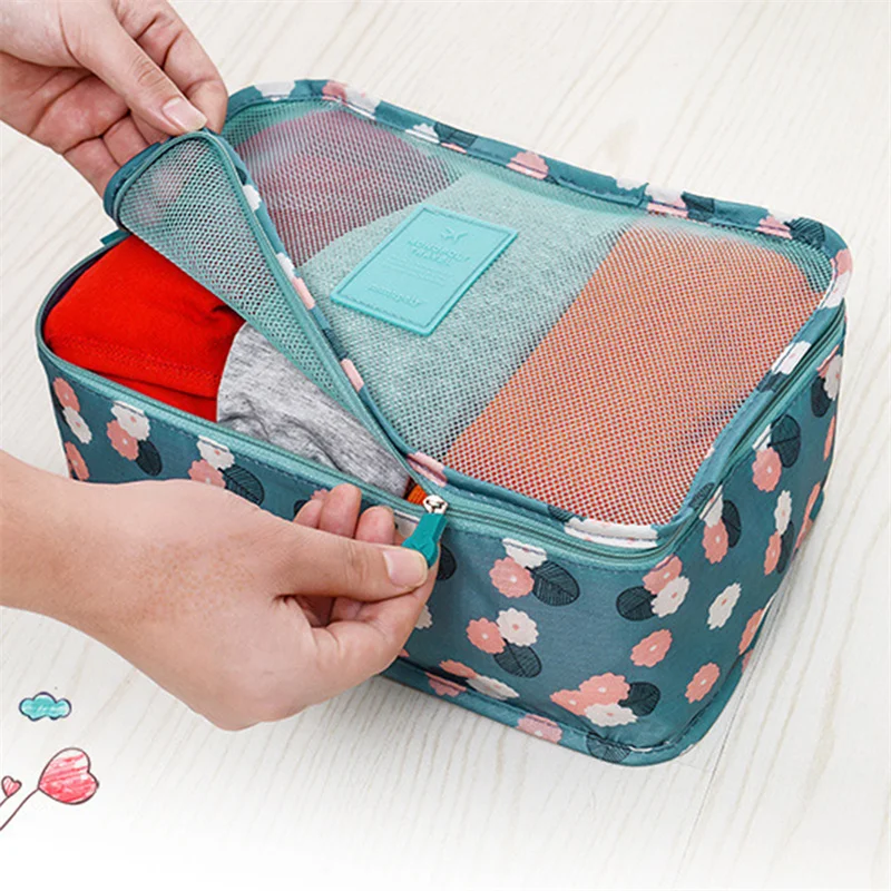 1/6pcsTravel Storage Bag Set for Clothes Tidy Organizer Wardrobe Suitcase Pouch Travel Organizer Bag Case Shoes Packing Cube Bag