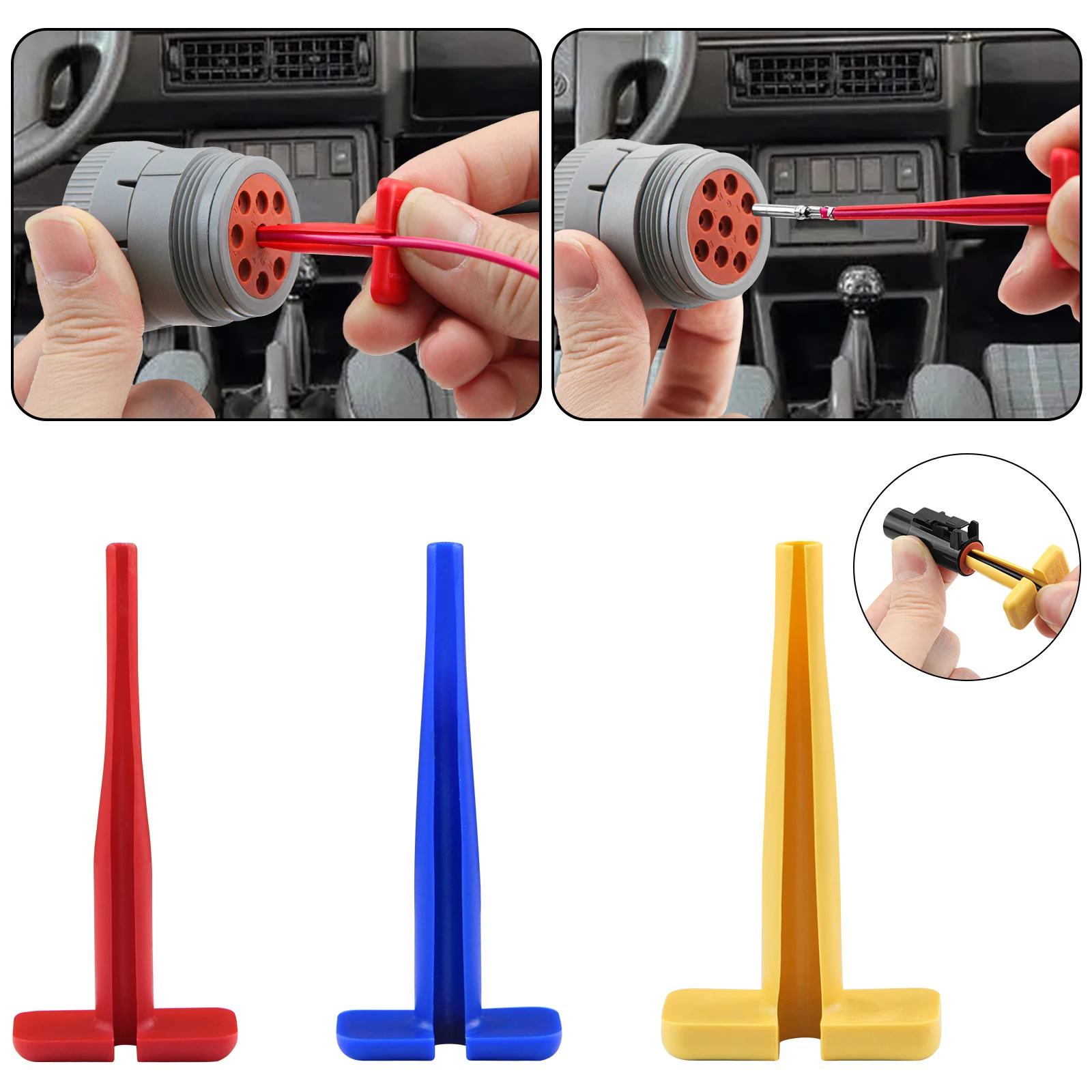3pcs TE DT DTP DTM round Terminal Removal Tool Aviation plug rectangular connector removal tool Connector Pin Extractor Tools terminal removal kit terminal removal tool electrical connector pin removal kit