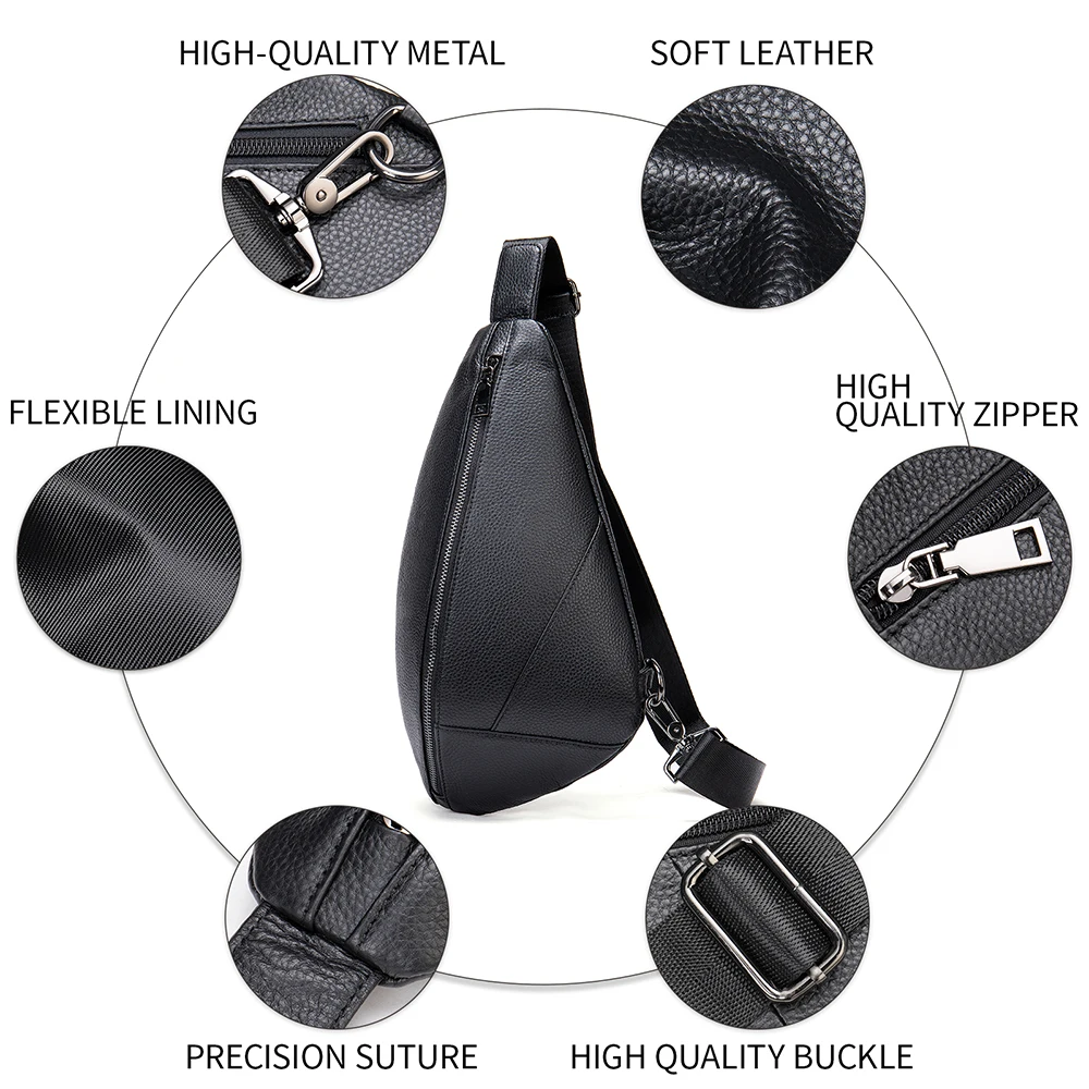 WESTAL Genuine Leather One Shoulder Backpack Chest Bag for Men Cross Body Slingback Man Husband Travel Side Sling Pouch iPad