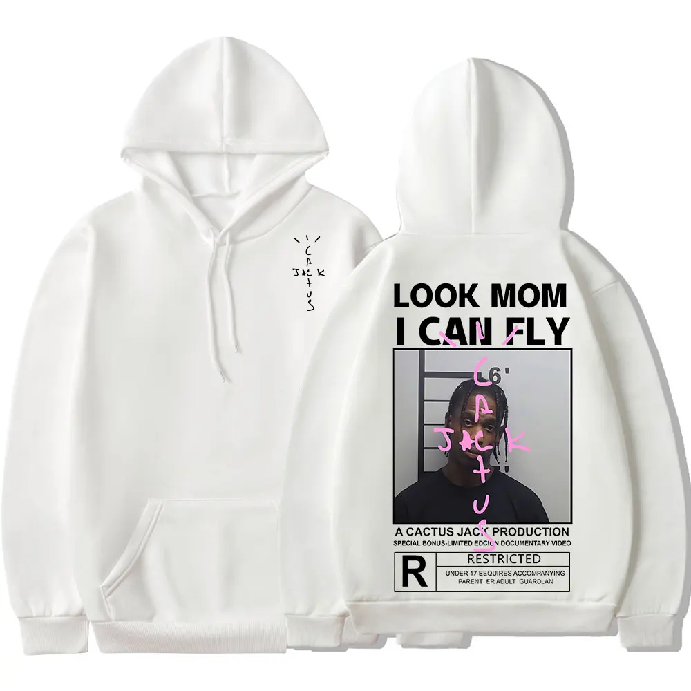 Cactus Jack Logo Print Hoodie Men Women LOOK MOM I CAN FLY Travis Scott Pullover Unisex Fashion Hip Hop Sweatshirts Streetwear 3