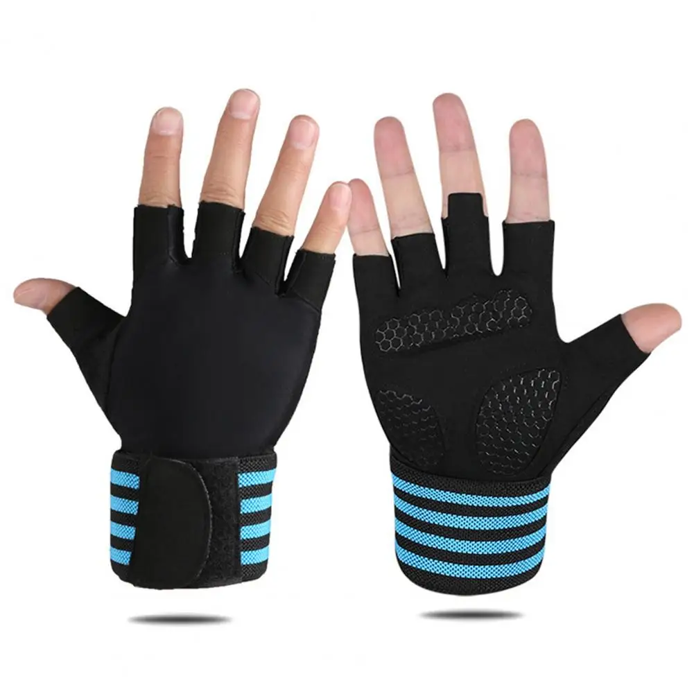 Fitness Gloves Non-slip Wear-resistant with Wrist Support Gym Half-finger Work Out Gloves 1 Pair For Cycling