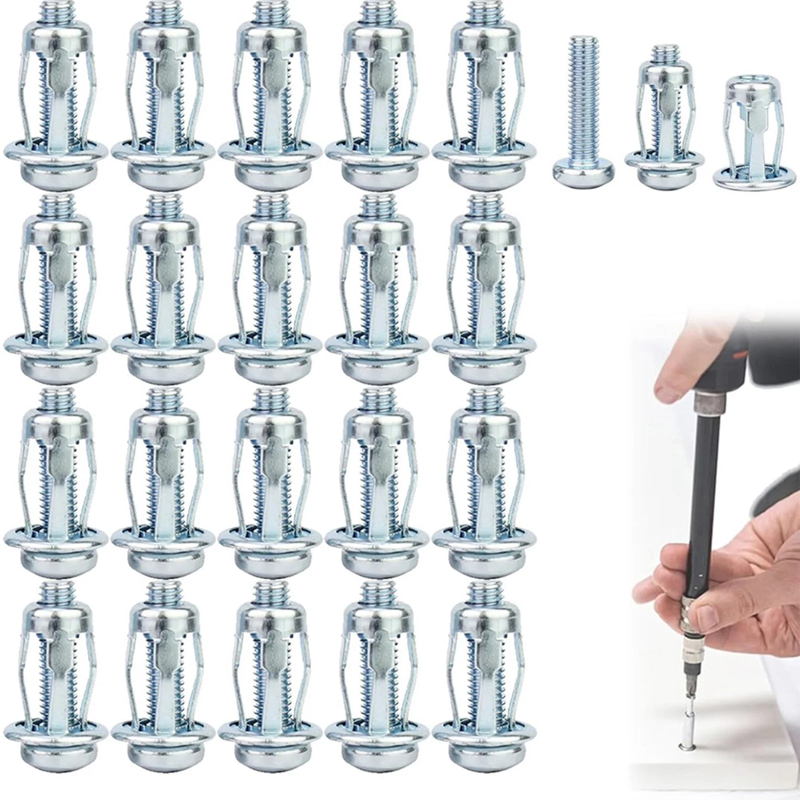 20Pcs Expansion Screw Petal Nuts With Screw Lantern Shape Fixing Nut Expansion Clamp Rivet Nut Screw Bolt Kit Hardware