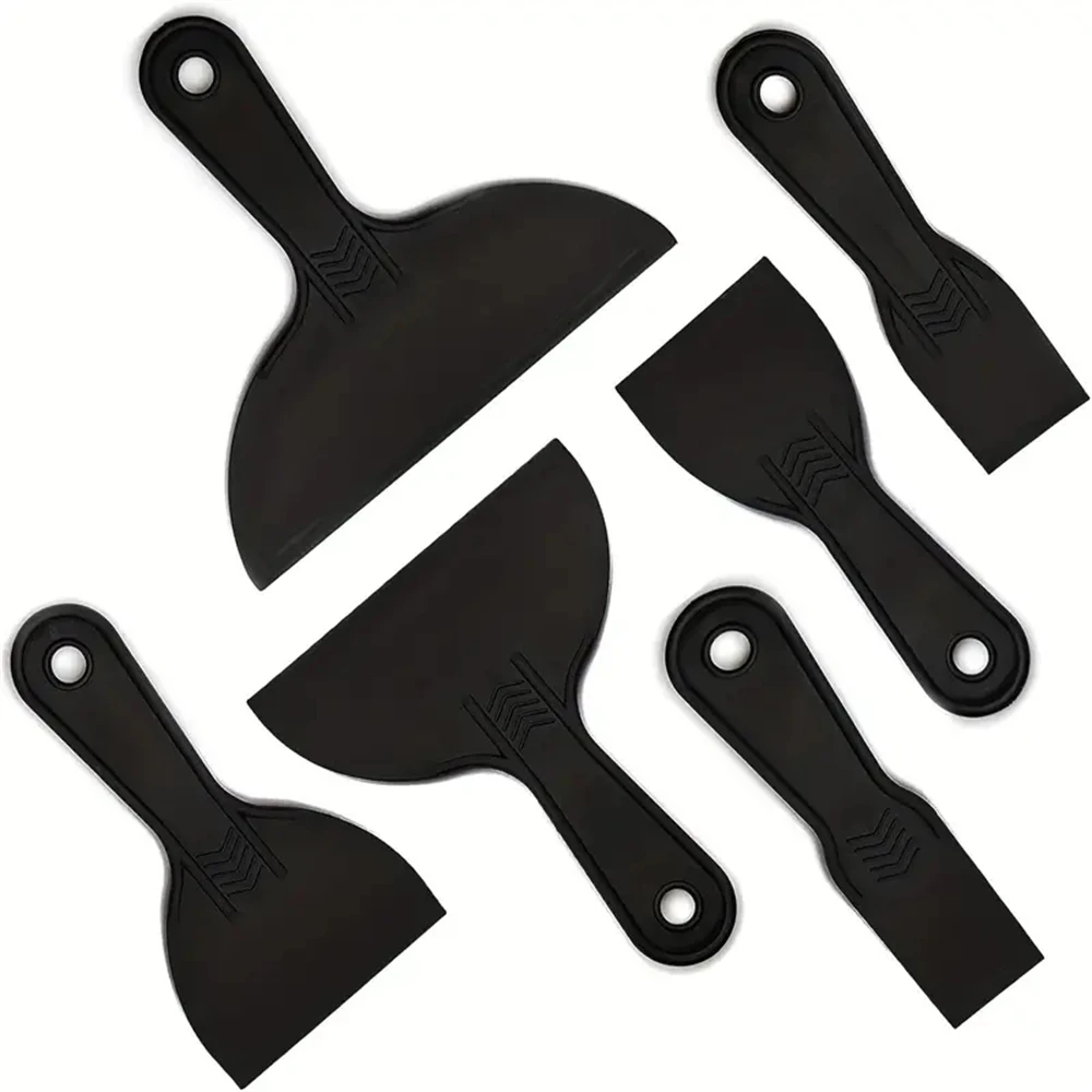 6pcs/Set Durable Plastic Scrapers 6-Pack Wall Spackle Putty Knife For Wallpaper Removal Plastering And Hole Filling Black putty knife scraper