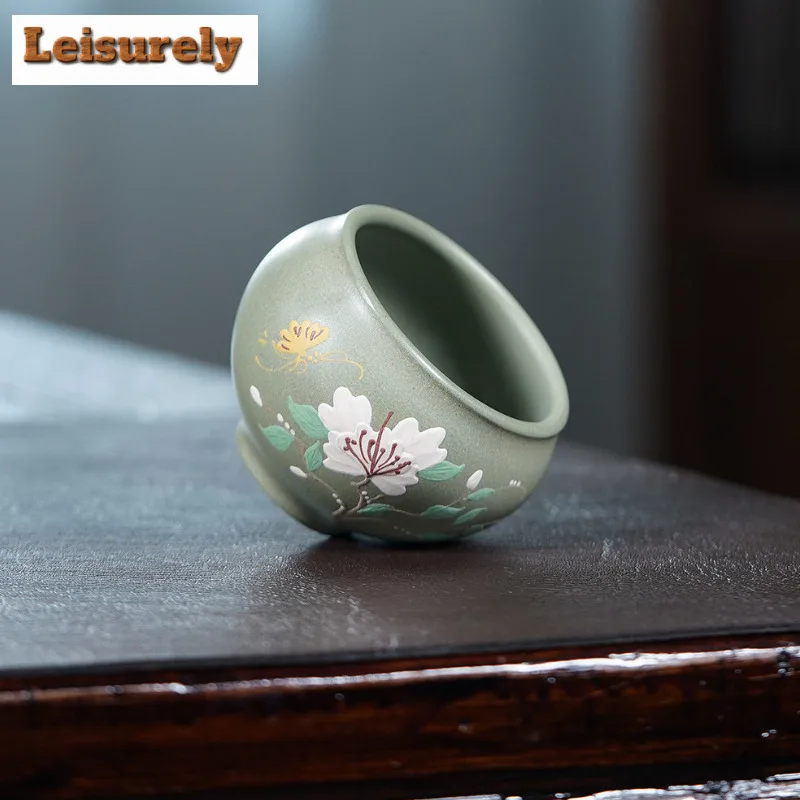 160ml Yixing Purple Clay Flower Fun Large Mouth Teacup Japanese Tea Bowl Tea Pair Tea-tasting Smelling Cup Jianzhan Master Cups