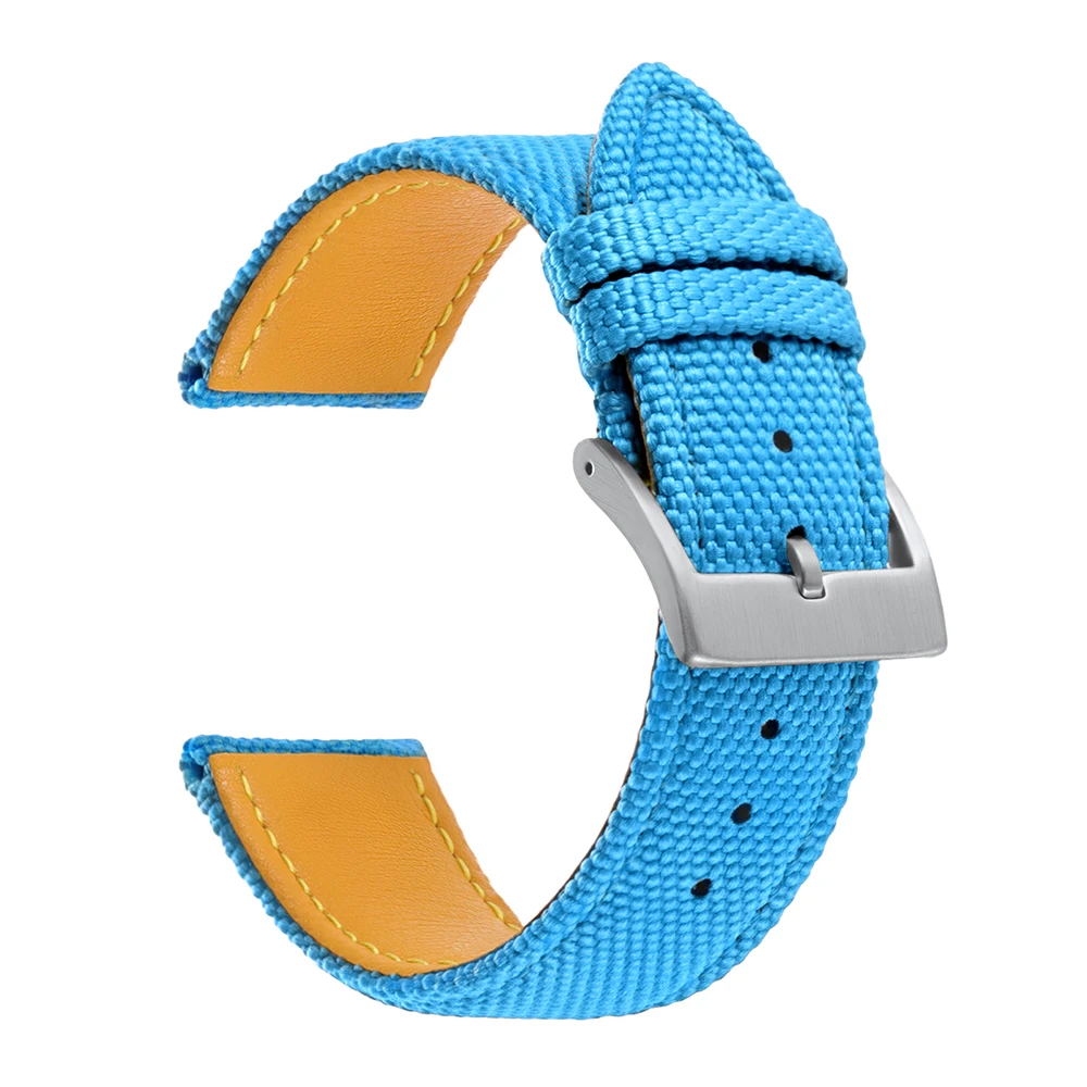 Deluxe Sailcloth Canvas Watch Strap - Black & Blue Nylon Band for Men & Women, 20mm & 22mm