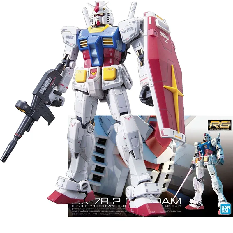 

Набор моделей Bandai Gundam, аниме-фигурка RG 1/144 RX-78-2 Gundam версия, Настоящая модель Gunpla, экшн-фигурка, игрушки для детей