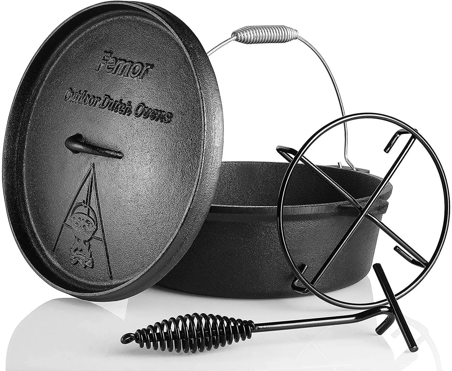 Femor Dutch Oven Cast Iron Dutch Oven Cast Iron Camping Cookware Casserole For Outdoor Camping