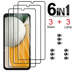 Premium Tempered Glass Screen & Camera Lens Protector - A04 (3pcs black 3pcs lens)