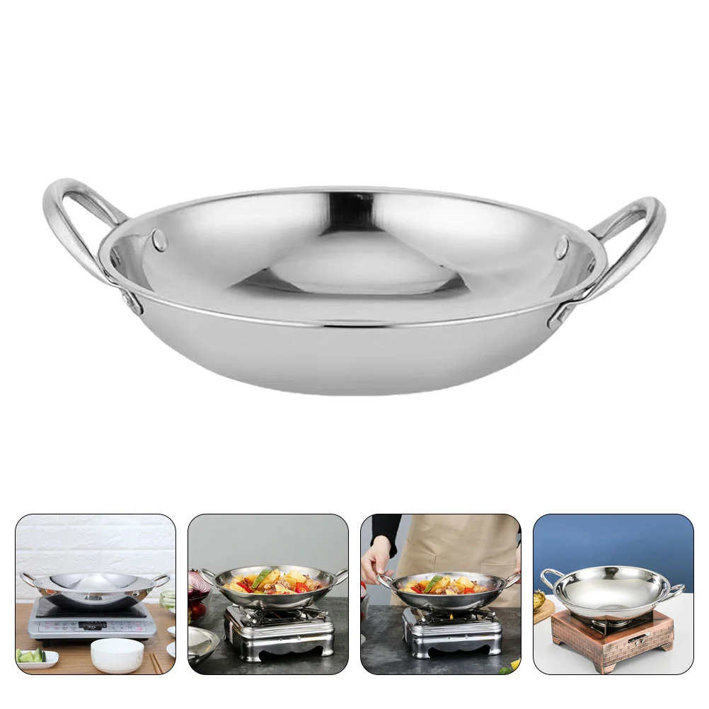 

Cooking Pot for Home Metal Wok Kitchen Accessory Stainless Steel Household Hot Cookware