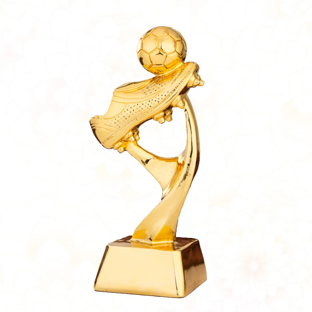 

Mini Resin Football Trophy Plating Soccer Match Award Toy with Base for School Kindergarten (Golden)