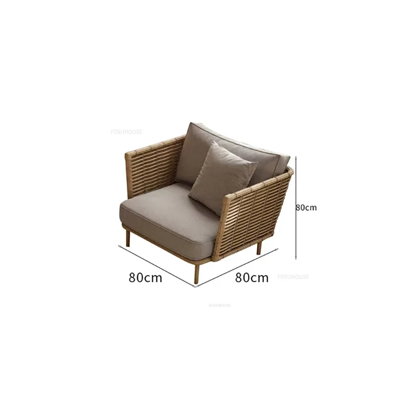 Designer Rattan Outdoor Sofas Leisure Home Balcony Patio Garden Sofa Combination Waterproof and Sun Protection Outdoor Furniture