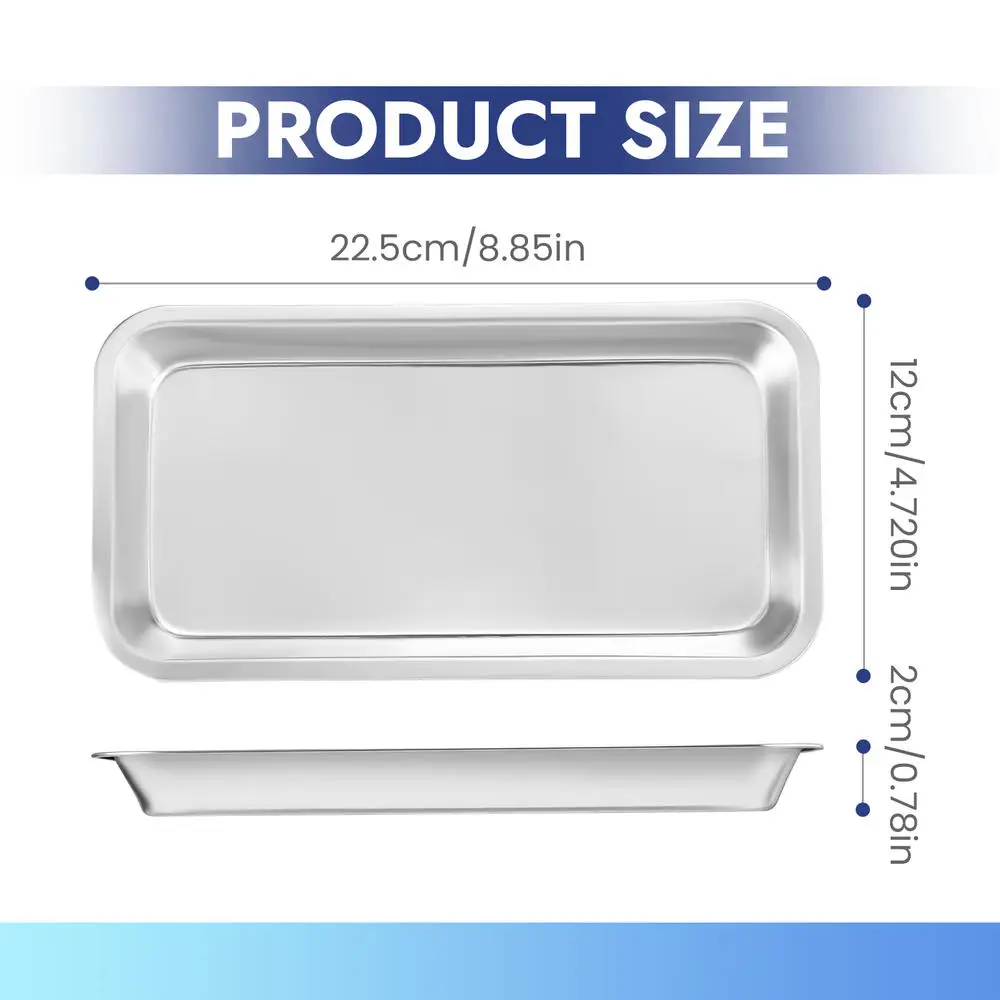 Storage Tray Kitchen Tray Bamboo Organizer Tray Stainless Steel Storage Tray Food Fruit Plate Dish Tableware Doctor Surgical Dental Tray Kitchen Accessories Desktop Organizer