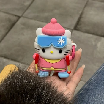 미니 산리오 3D 귀여운 스키 헬로 키티, 에어팟 프로 무선 블루투스 헤드셋 커버, 에어팟 1, 2, 3 실리콘 이어폰 케이스