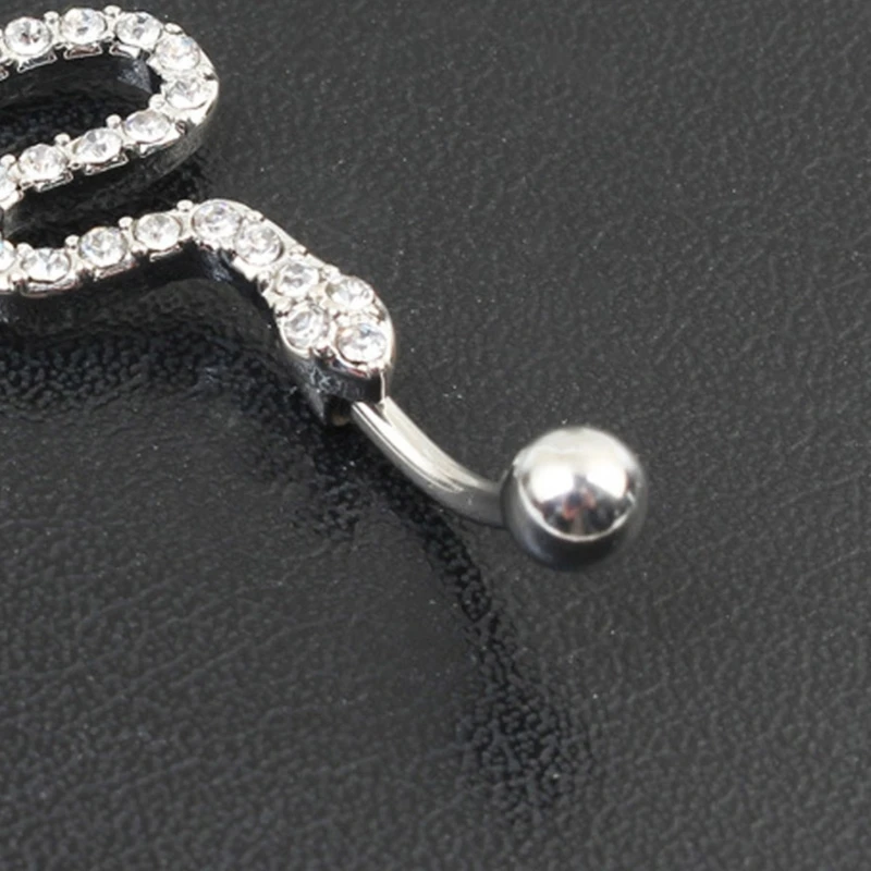 Moissanite Belly Button Piercing Snake Belly Button Rings Dangle Crystal Navel Ring Barbell for Women Girls Belly Piercing Body Jewelry