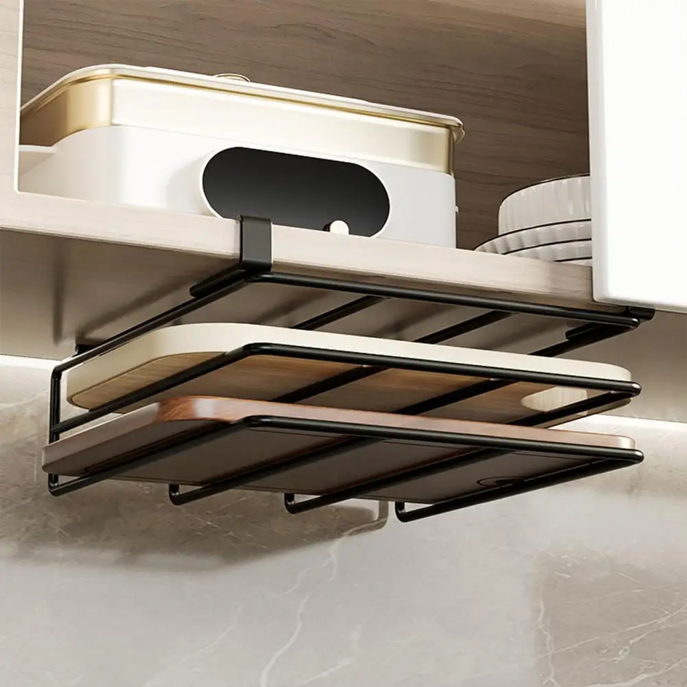 Chopping Board Rack Under-Cabinet Cutting Board Holder Strong Load-bearing Easy to Install Heavy-Duty Cutting Hanging Rack