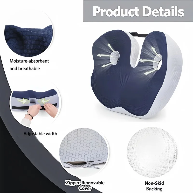 Portable Memory Foam Seat Cushion U-Shaped Office Car Airplane Pillow Back Support Pain Relief Pillow Ergonomic Body Support 4