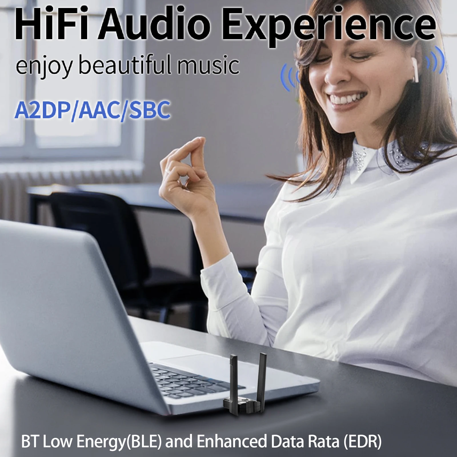 BT6.0 USB 동글 플러그 앤 플레이 블루투스 어댑터 무선 스피커 이어폰 헤드폰 MP3 플레이어용 오디오 수신기 송신기