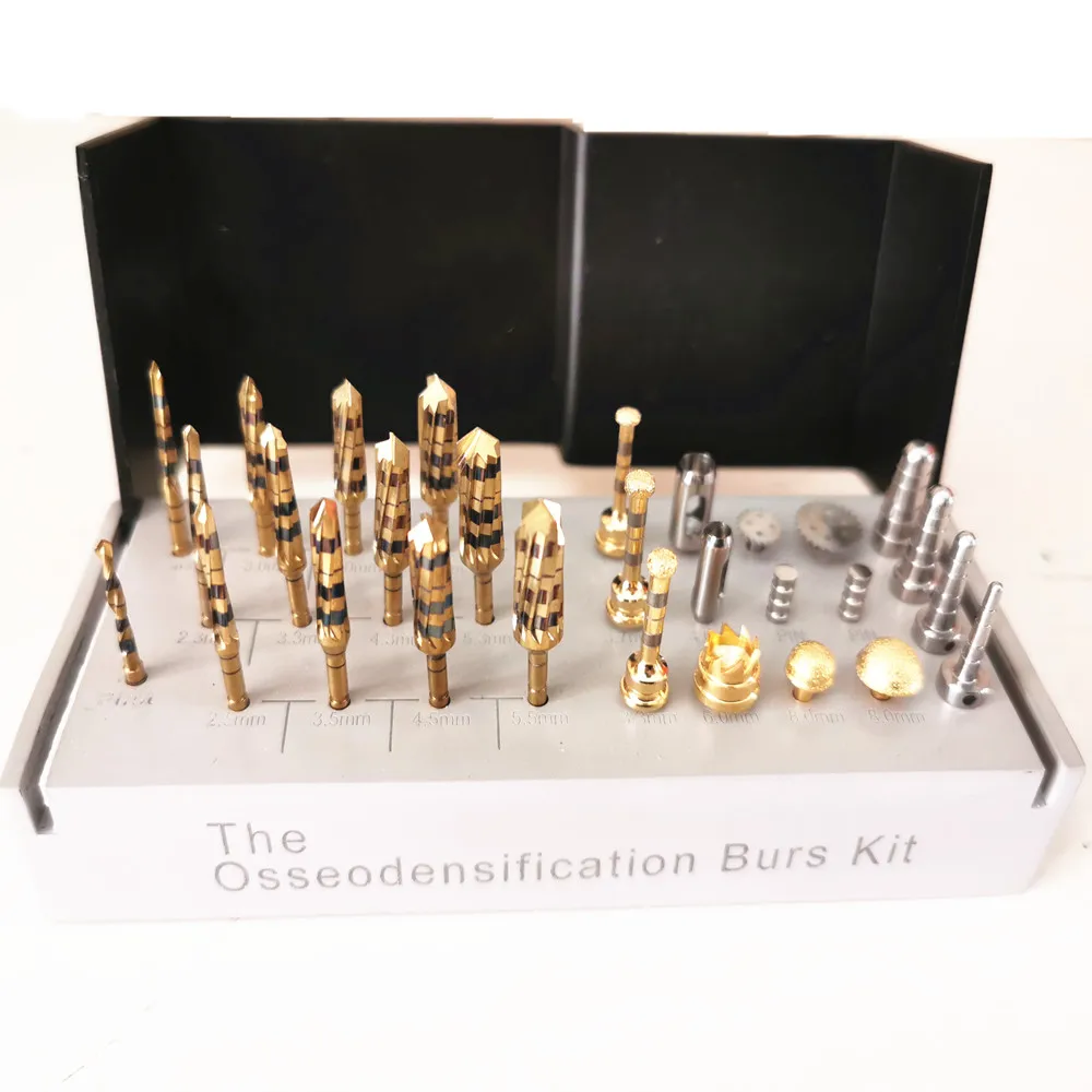 1Set The Osseodensification Dental Bur Drills Implant Kit with Bone Saw Disk Membrane Diamond Coated Bur Drills & Tissue Punch