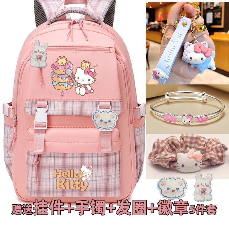 

Новый школьный портфель Sanrio Hello Kitty, милый мультяшный легкий и вместительный повседневный рюкзак с защитой от пятен