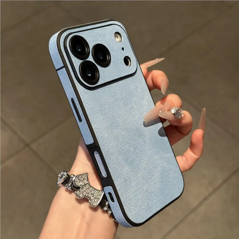Luxury Solid Leather Shockproof Phone Case with Soft Silicone Bumper and Matte Finish