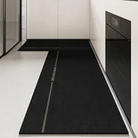 Kitchen Floor Mat Pvc Waterproof Leather Carpet Black Carpets Long Foot Mats Non-slip Oil-proof Modern Home Decoration Rug 주방 카펫 2