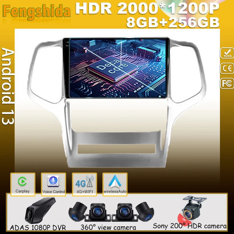 Auto Android Per Jeep Grand Cherokee Wk2 2010 - 2013 Auto Radio Lettore Multimediale Stereo Video Touchscreen Navigazione Gps Wifi