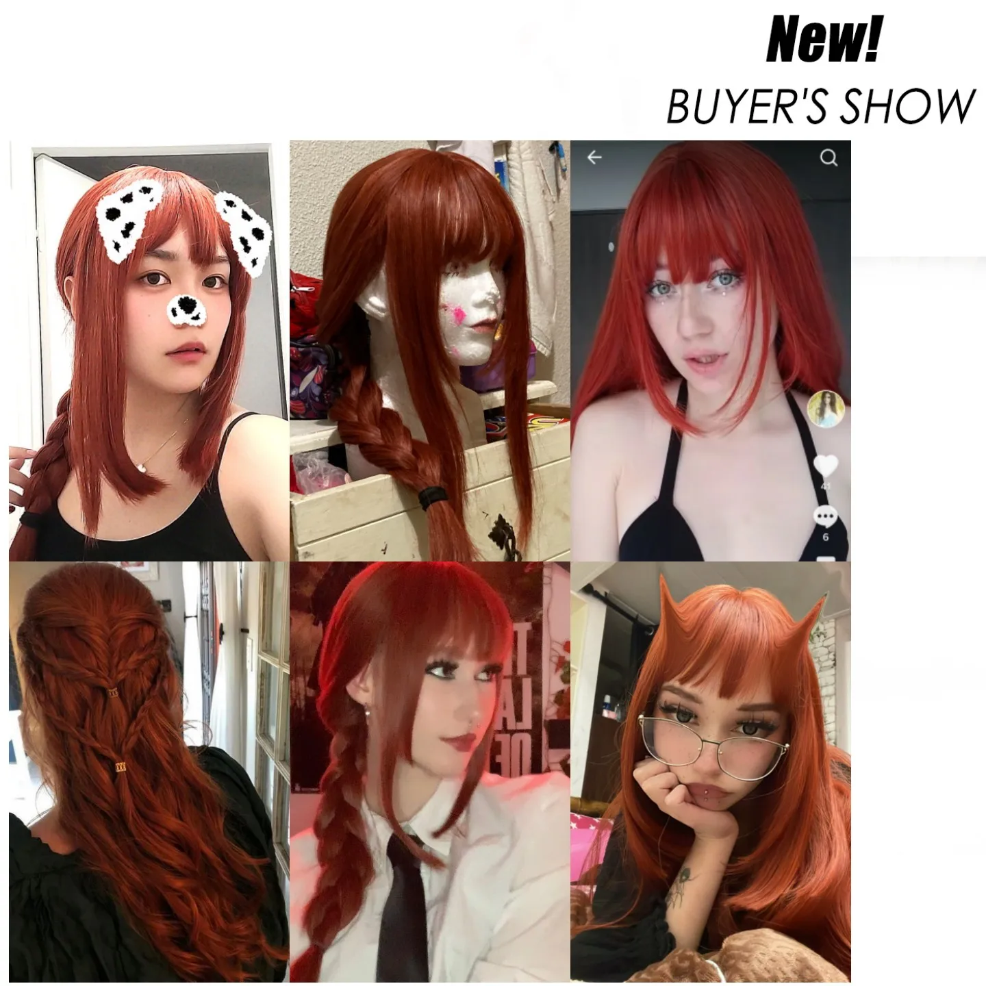 Cosplay makima wigs Narancsszínű Vörös biliárdgolyó Hombre stv egyenesen wigs számára Nők Szintetikus wigs vel Frufru Gabalyodik Ellenálló Izomrost wigshair