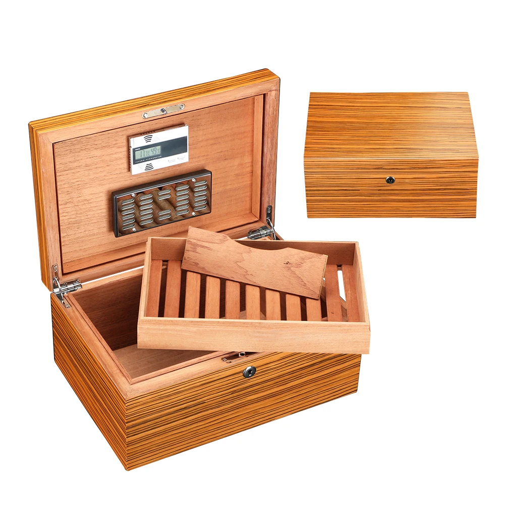 Large-Capacity-Humidor-Cigar-Box-Cedar-Wood-Cigar-Case-Glossy-Piano ...