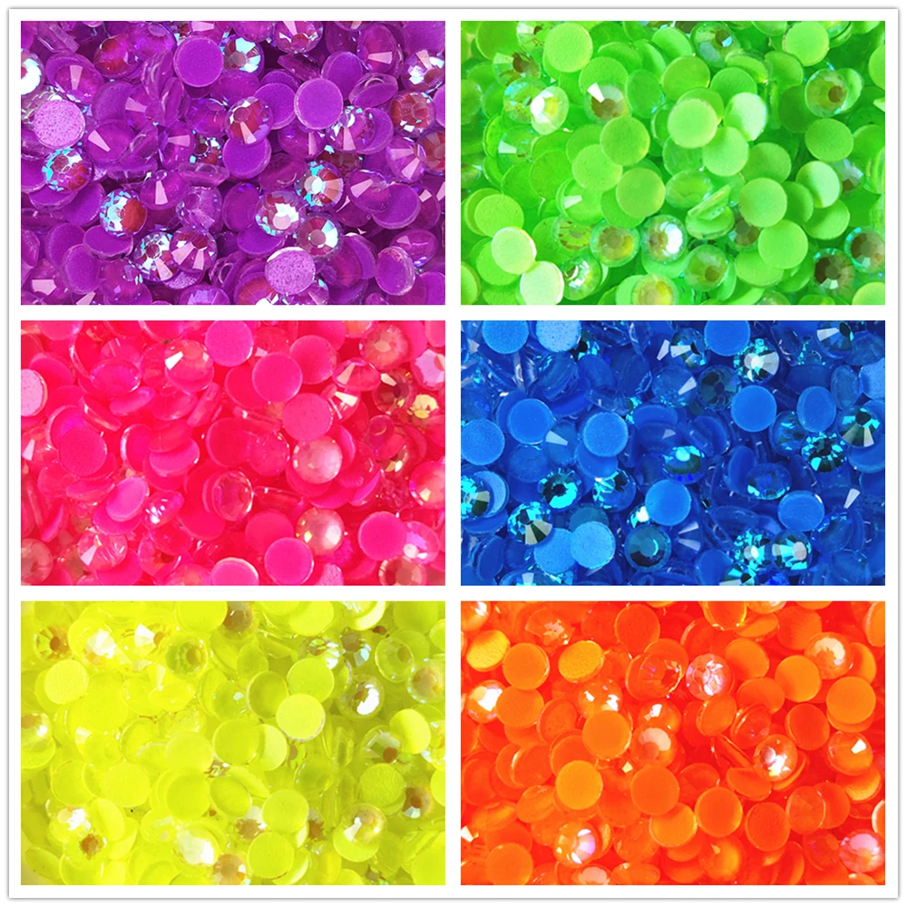 Nail Art Rhinestones All Sizes Fluorescence Aurora Glass Non Hot Fix Rhinestones SS6-30 Strass Nail Art Decorations Luminous Crystal AB