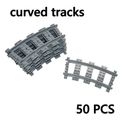 City Trains DIY Building Blocks: Flexible Railway Tracks Set with Bridge and Tunnel (Curved 50pcs)
