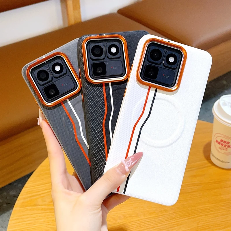 Magnetic PU Leather Colored Splicing Ultra-Thin Protective Smartphone Cover