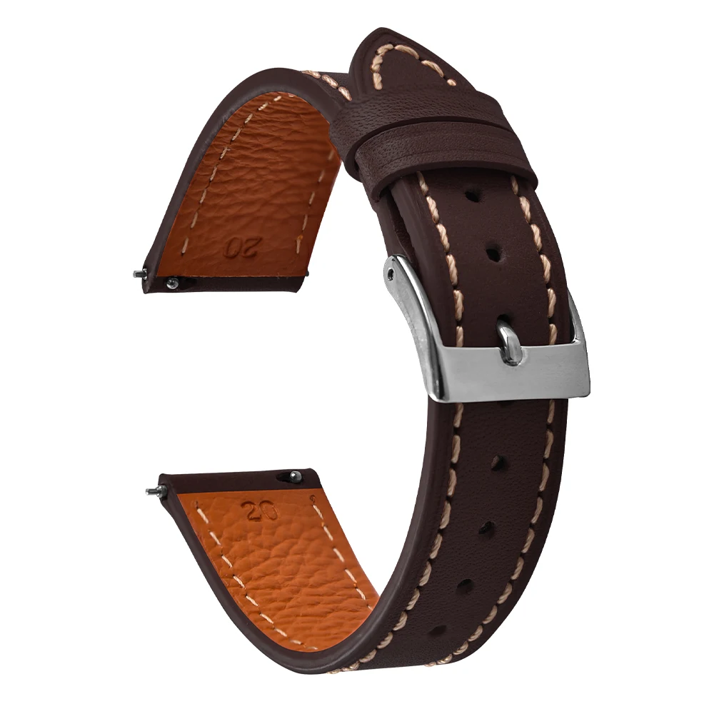 Universal Quick Release Smooth Leather Watch Strap - Skin-Friendly Wristband