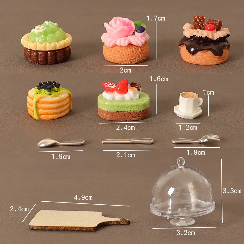 

1/12 Dollhouse Simulation Coffee Cake Dessert Set Dollhouse Mini Kitchen Tray Tableware Accessories Dolls House Decoration