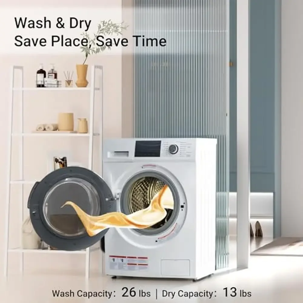 Compact 2-in-1 Ventless Washer Dryer Combo 2.7 Cu.Ft LED Display 1400 RPM Spin 16-Cycle Options Perfect Apartments RVs Homes 3