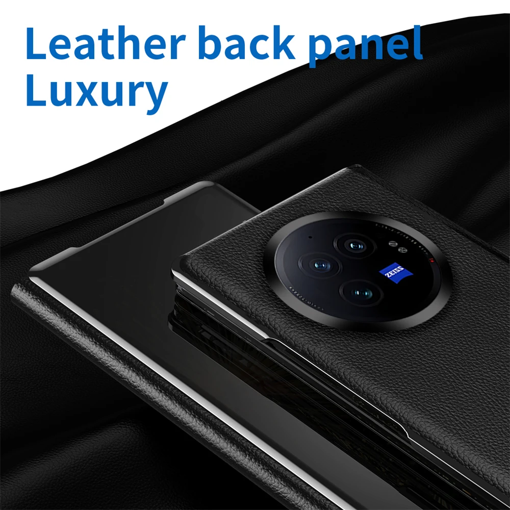 Étui à rabat en cuir de luxe avec miroir intelligent pour VIVO X Fold3, nouvel étui de téléphone avec béquille, coque antichoc avec support_voghion.com