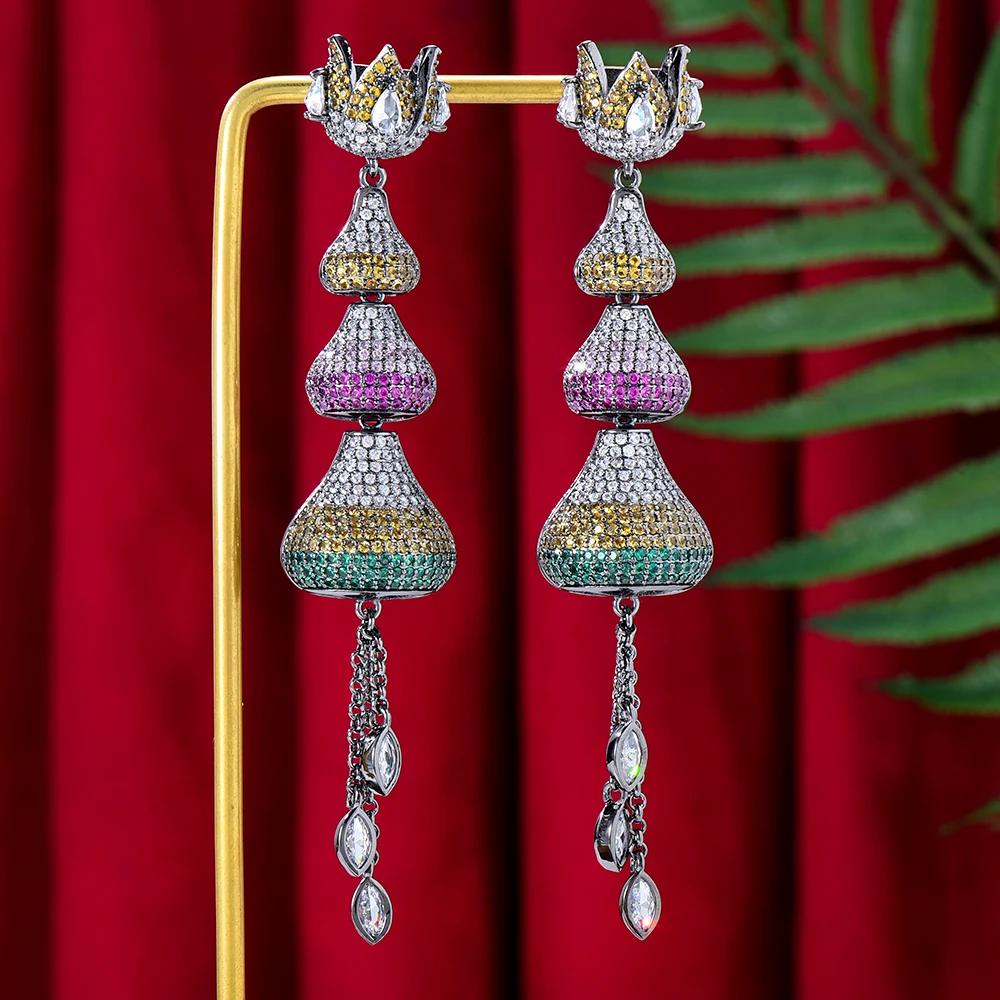 

Siscathy Fashion Pourd Shape Long Drop Earrings Women Zircon Earrings Wedding Party Celebration Daily DinnerDress Jewelry Gift