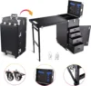 Portable and foldable nail polish storage studio tech table technician nail desks with drawers manicure table for salon shops 3