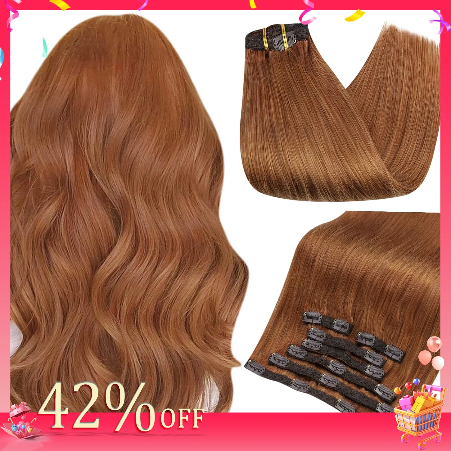 Full Shine Human Hair Extensions Clip in Hair Extensions Remy 7PCS 105g Double Weft for Woman hair extensions