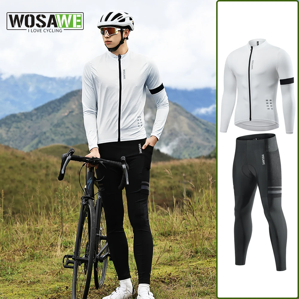

WOSAWE Cycling Jersey Long Sleeve for Men MTB Bicycle Clothing Long Pants with Gel Pad 2024 Spring Summer Autumn Sportwear Suit