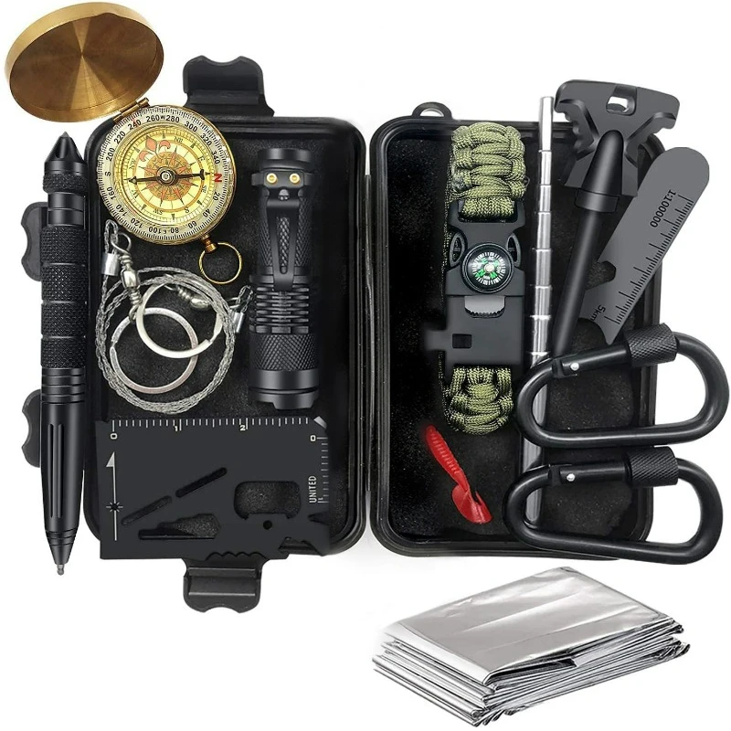 

Outdoor survival equipment outdoor multi-functional tool set adventure self-defense first aid supplies