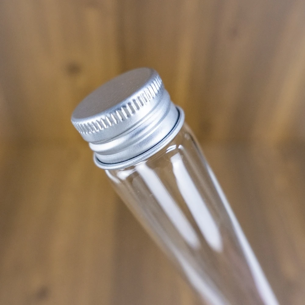 6/24pcs 25x230mm Empty Glass Bottles With Screw Aluminum Cap Long Glass glycyrrhiza sweets Honey bottle Vials Stand 90ml 4