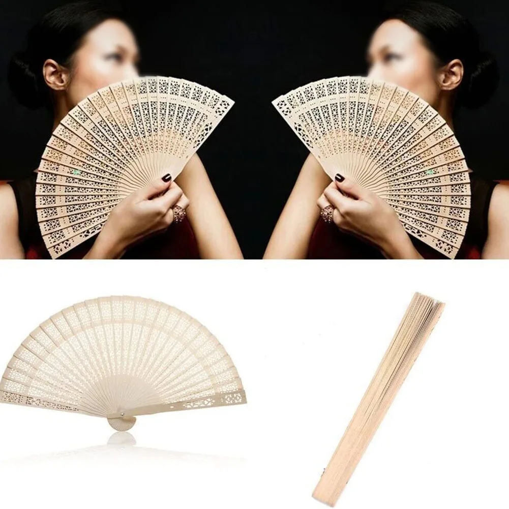 Folding Hand Fan Sandalwood Hand Fan Plain Chinese Wooden Fan Decorating Weddings Dances Gifts Parties Vintage