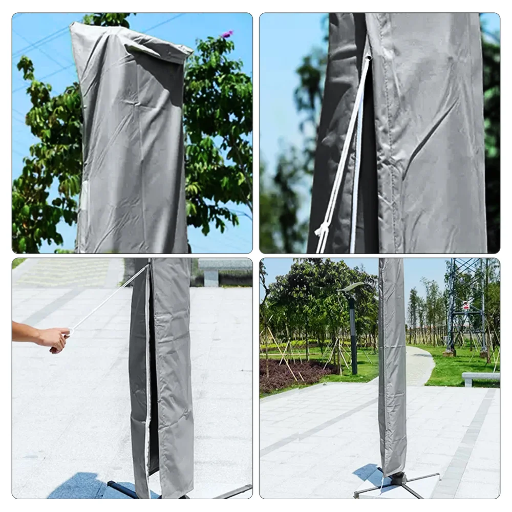 Cubierta de sombrilla impermeable para Patio, cubierta de sombrilla de compensación Anti-UV para exteriores con varilla y anillo de tracción - Imagen 4