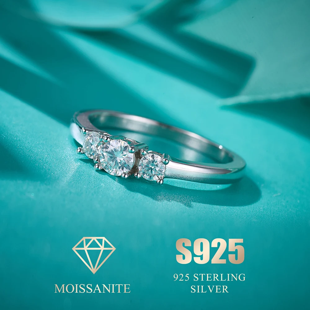 Anillos de boda de joyería de lujo, anillos de compromiso de tres