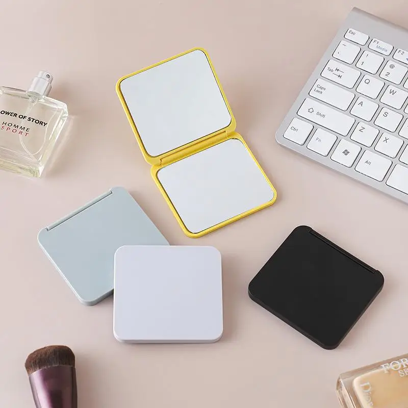 2-face Makeup Mirror Square Portable Cute Girl's Gift Hand Mini Mirror Pocket Double-sided Makeup Compact Multiple Colors