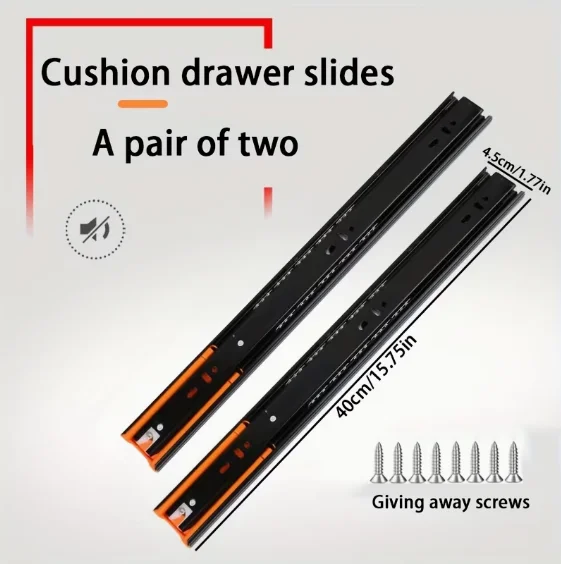 Heavy-Duty Black Steel Drawer Slide - 2-Pack, Adjustable 12-20 Inch Tracks