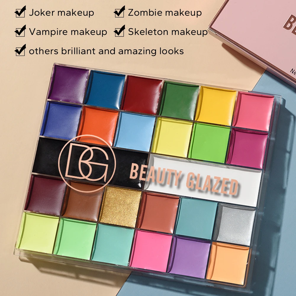 Halloween Face&Body Paint Tray,Rainbow Colorful Oil-Soluble Face Makeup Painting Palette for Festivals,Parties&Butterfly Makeup