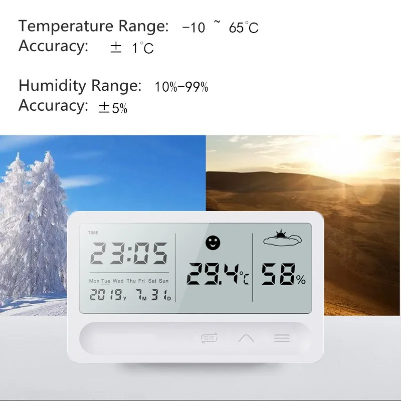 Indoor LCD Large Screen Multi-function Rechargeable Humidity Meter Hygrometer Wall Mounted Electronic Dry and Wet Temperature center 310 humidity temperature meter resolution 0 1°c 0 1°f 0 1%rh timer function max min function