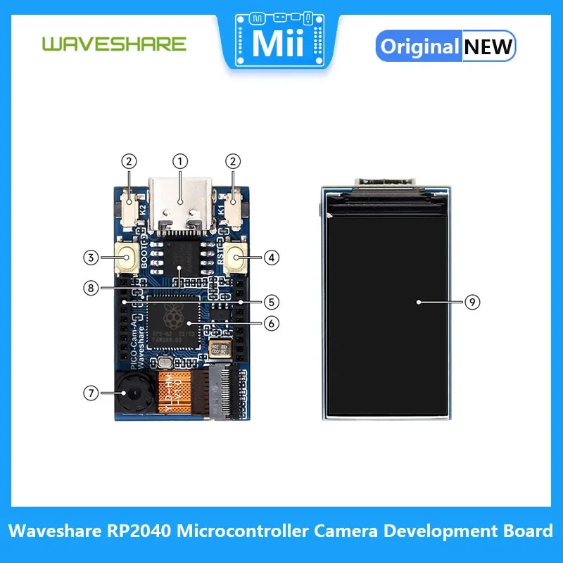 Waveshare ũƮѷ ī޶  , º HM01B0 ׷  ī޶, 1.14 ġ IPS LCD ÷, RP2040